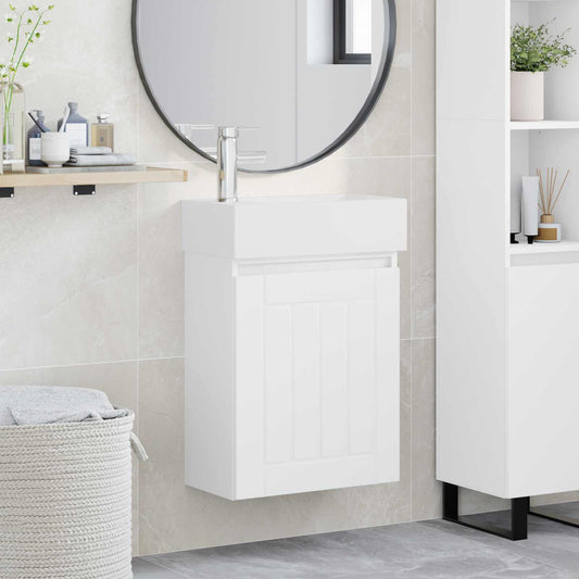 vidaXL Bathroom Vanity Unit with Tap White 45.5 x 25.5 x 84 cm