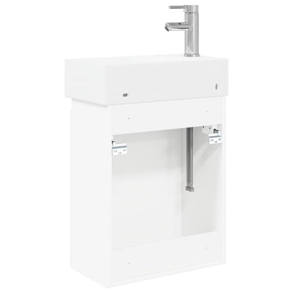 vidaXL Bathroom Vanity Unit with Tap White 45.5 x 25.5 x 84 cm