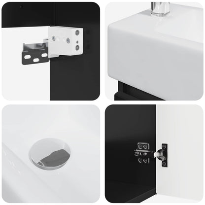 vidaXL Bathroom Vanity Unit with Tap Black 45.5 x 25.5 x 84 cm