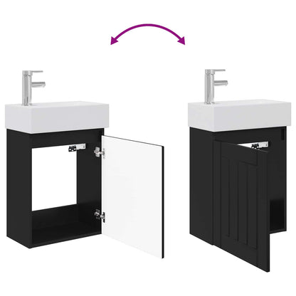 vidaXL Bathroom Vanity Unit with Tap Black 45.5 x 25.5 x 84 cm