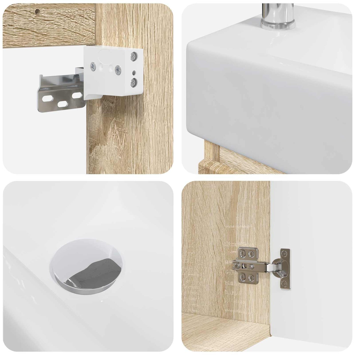 vidaXL Bathroom Vanity Unit with Tap Sonoma Oak 45.5 x 25.5 x 84 cm