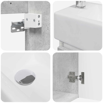 vidaXL Bathroom Vanity Unit with Tap Concrete Grey 45.5 x 25.5 x 84 cm