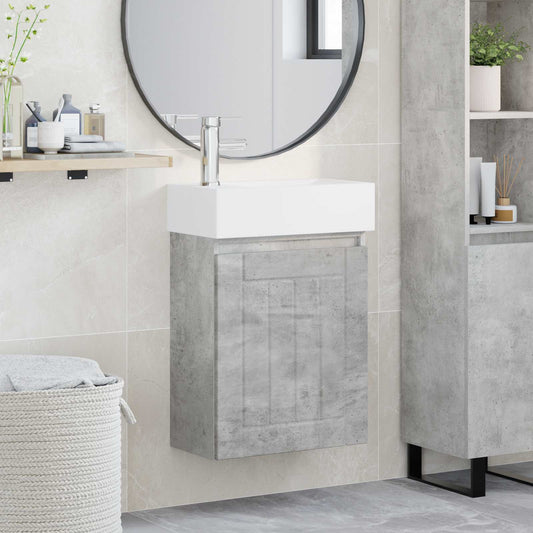 vidaXL Bathroom Vanity Unit with Tap Concrete Grey 45.5 x 25.5 x 84 cm