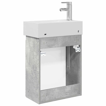 vidaXL Bathroom Vanity Unit with Tap Concrete Grey 45.5 x 25.5 x 84 cm