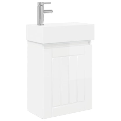vidaXL Bathroom Vanity Unit with Tap High Gloss White