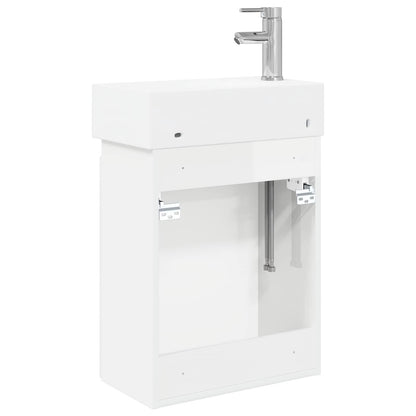 vidaXL Bathroom Vanity Unit with Tap High Gloss White