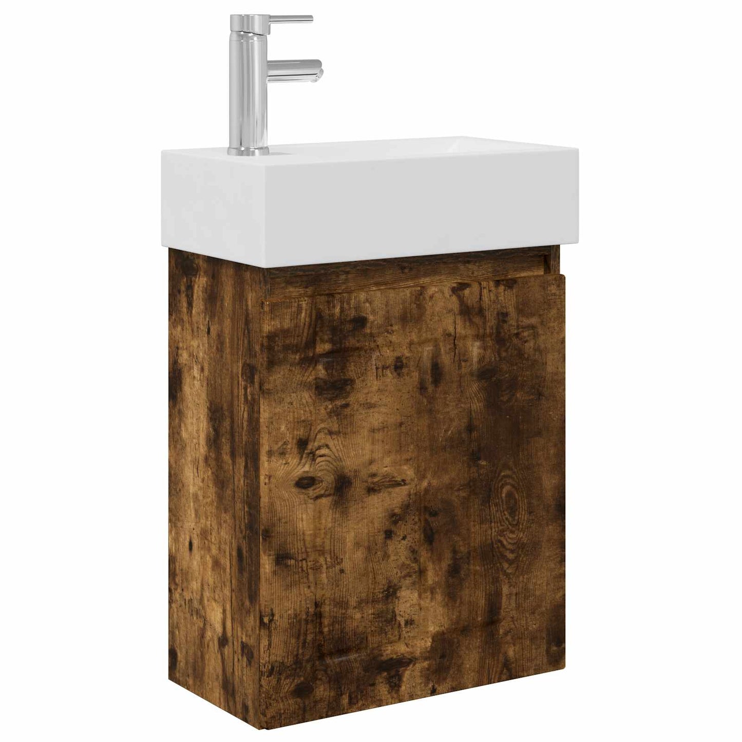 vidaXL Bathroom Vanity Unit with Tap Smoked Oak 45.5 x 25.5 x 84 cm