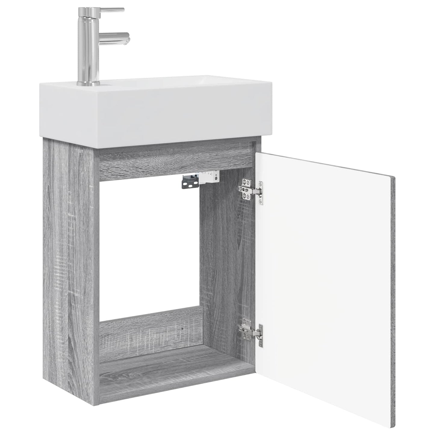 vidaXL Bathroom Vanity Unit with Tap Grey Sonoma 45.5 x 25.5 x 84 cm