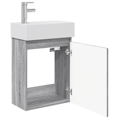 vidaXL Bathroom Vanity Unit with Tap Grey Sonoma 45.5 x 25.5 x 84 cm
