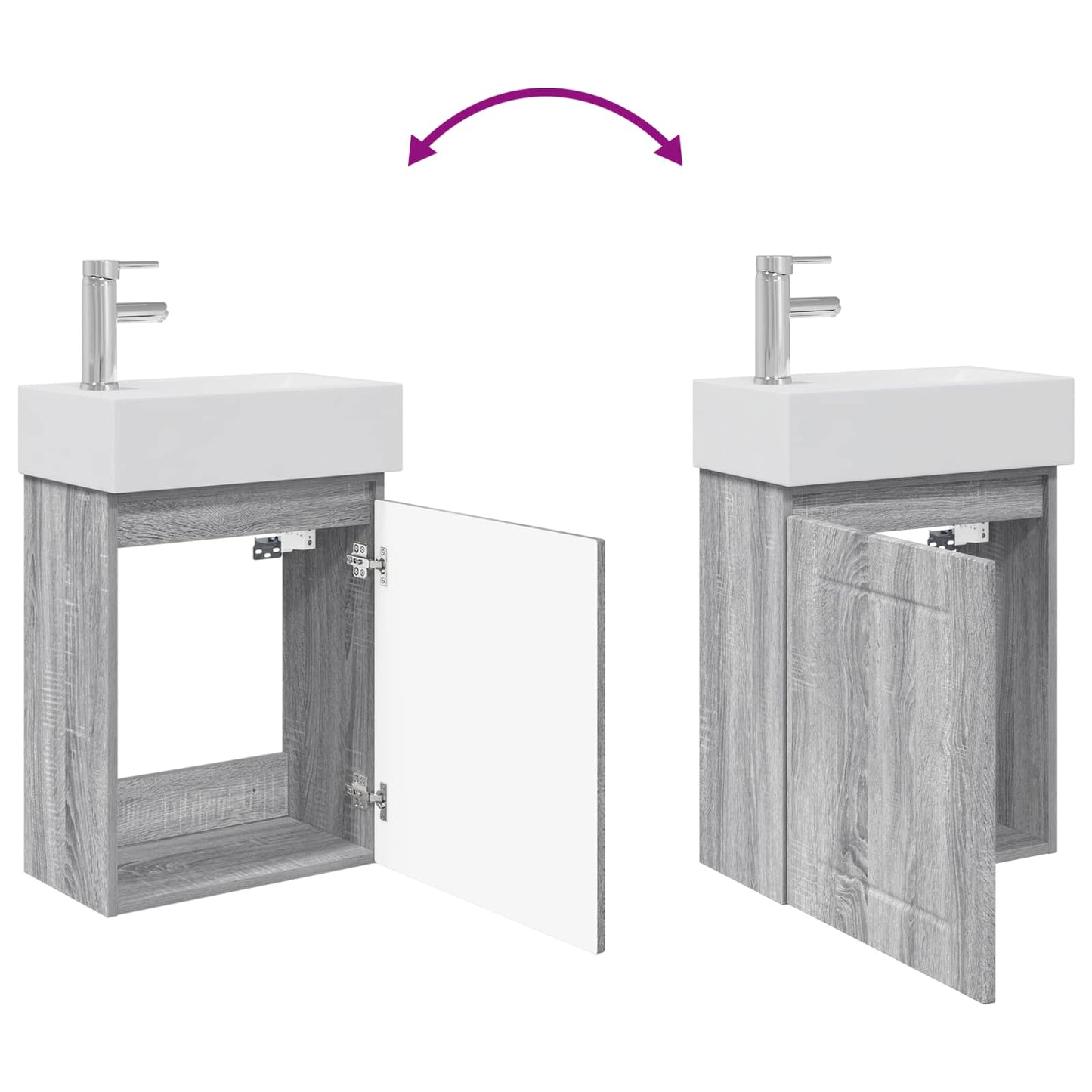 vidaXL Bathroom Vanity Unit with Tap Grey Sonoma 45.5 x 25.5 x 84 cm