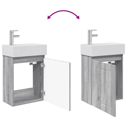vidaXL Bathroom Vanity Unit with Tap Grey Sonoma 45.5 x 25.5 x 84 cm