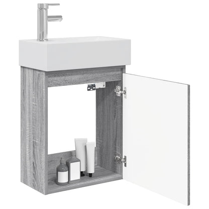 vidaXL Bathroom Vanity Unit with Tap Grey Sonoma 45.5 x 25.5 x 84 cm