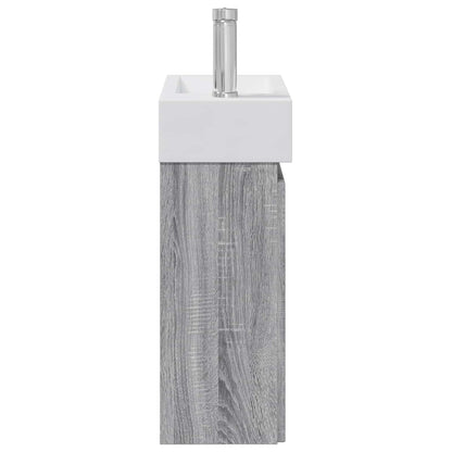 vidaXL Bathroom Vanity Unit with Tap Grey Sonoma 45.5 x 25.5 x 84 cm