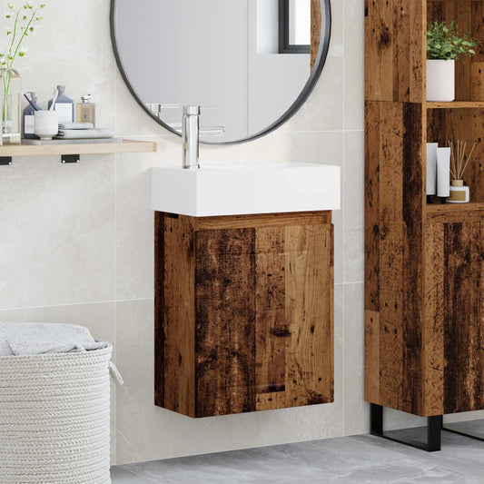 vidaXL Bathroom Vanity Unit with Tap Old Wood 45.5 x 25.5 x 84 cm