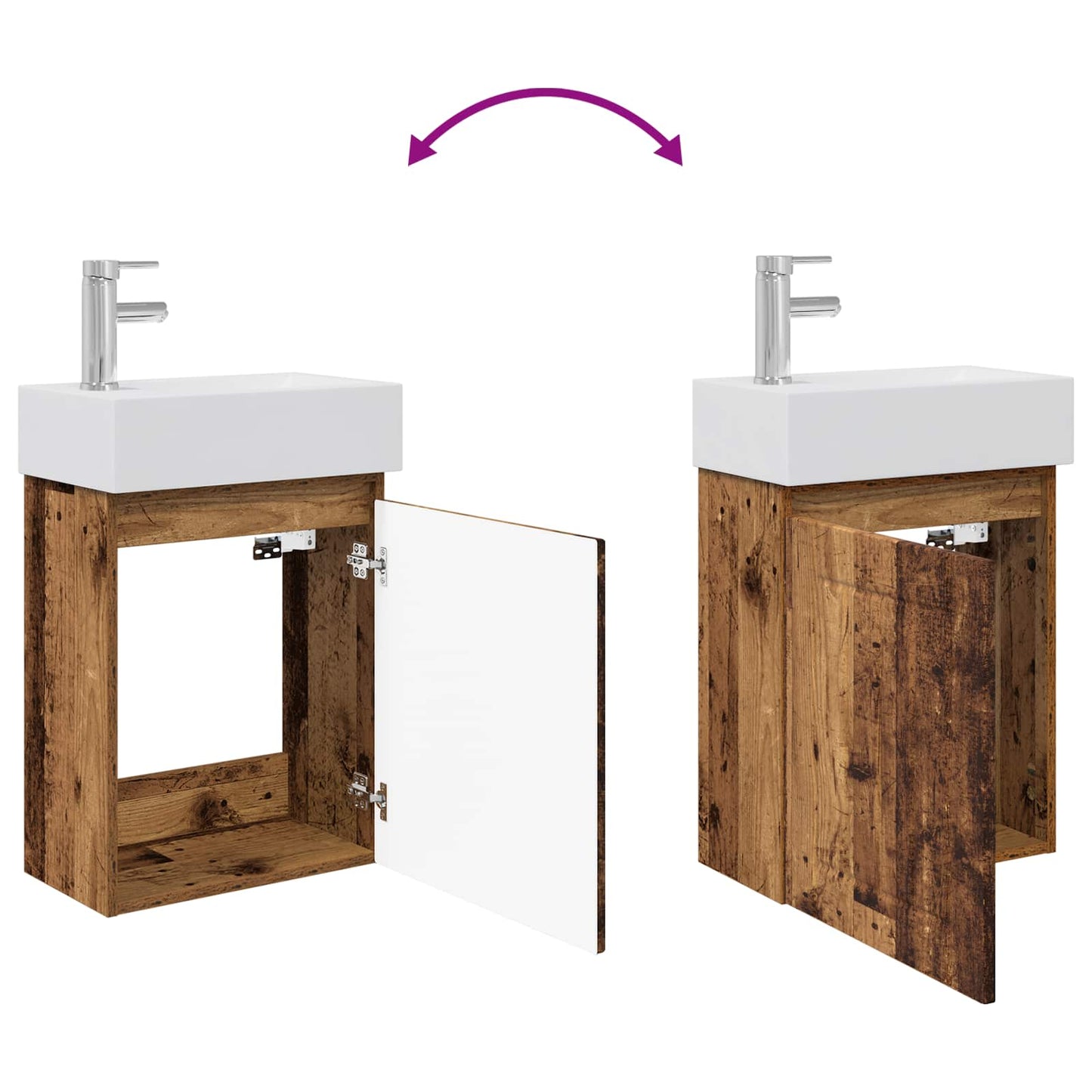vidaXL Bathroom Vanity Unit with Tap Old Wood 45.5 x 25.5 x 84 cm