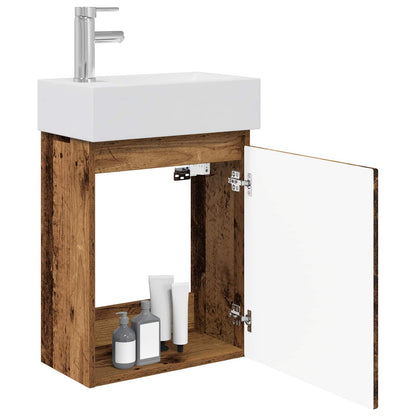 vidaXL Bathroom Vanity Unit with Tap Old Wood 45.5 x 25.5 x 84 cm