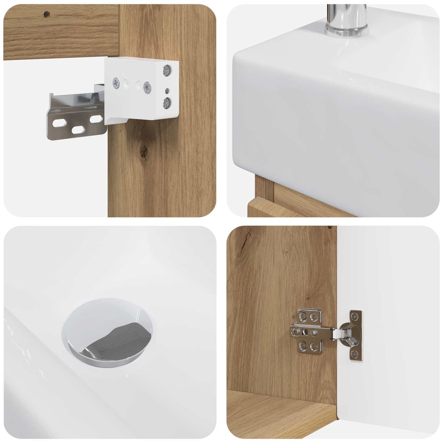 vidaXL Bathroom Vanity Unit with Tap Artisan Oak 45.5 x 25.5 x 84 cm