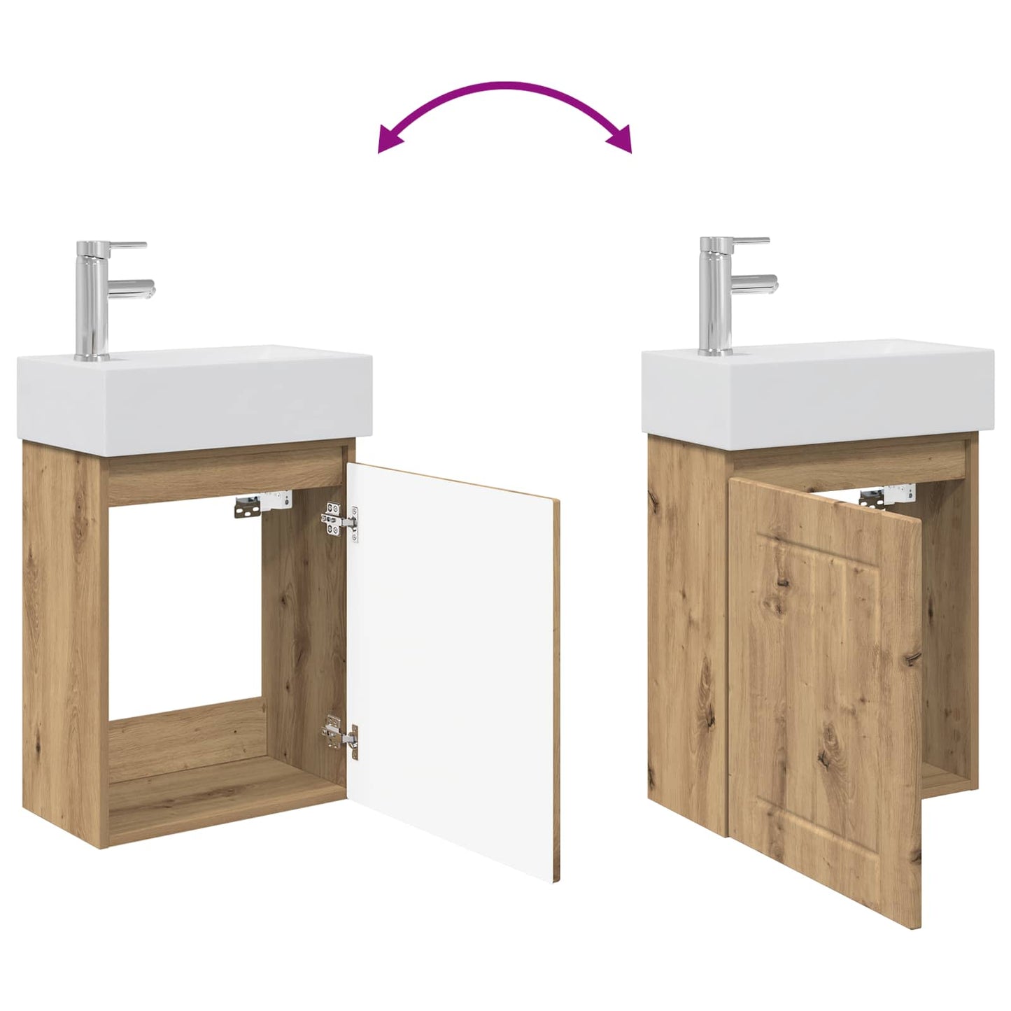 vidaXL Bathroom Vanity Unit with Tap Artisan Oak 45.5 x 25.5 x 84 cm