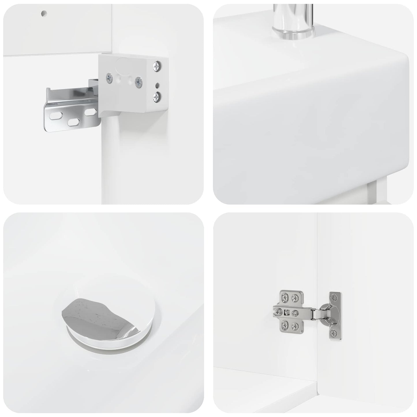 vidaXL Bathroom Vanity Unit with Tap White 45.5 x 25.5 x 84 cm