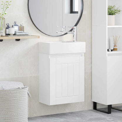 vidaXL Bathroom Vanity Unit with Tap White 45.5 x 25.5 x 84 cm