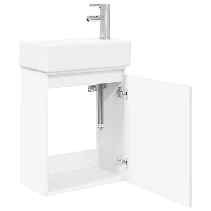 vidaXL Bathroom Vanity Unit with Tap White 45.5 x 25.5 x 84 cm