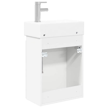 vidaXL Bathroom Vanity Unit with Tap White 45.5 x 25.5 x 84 cm