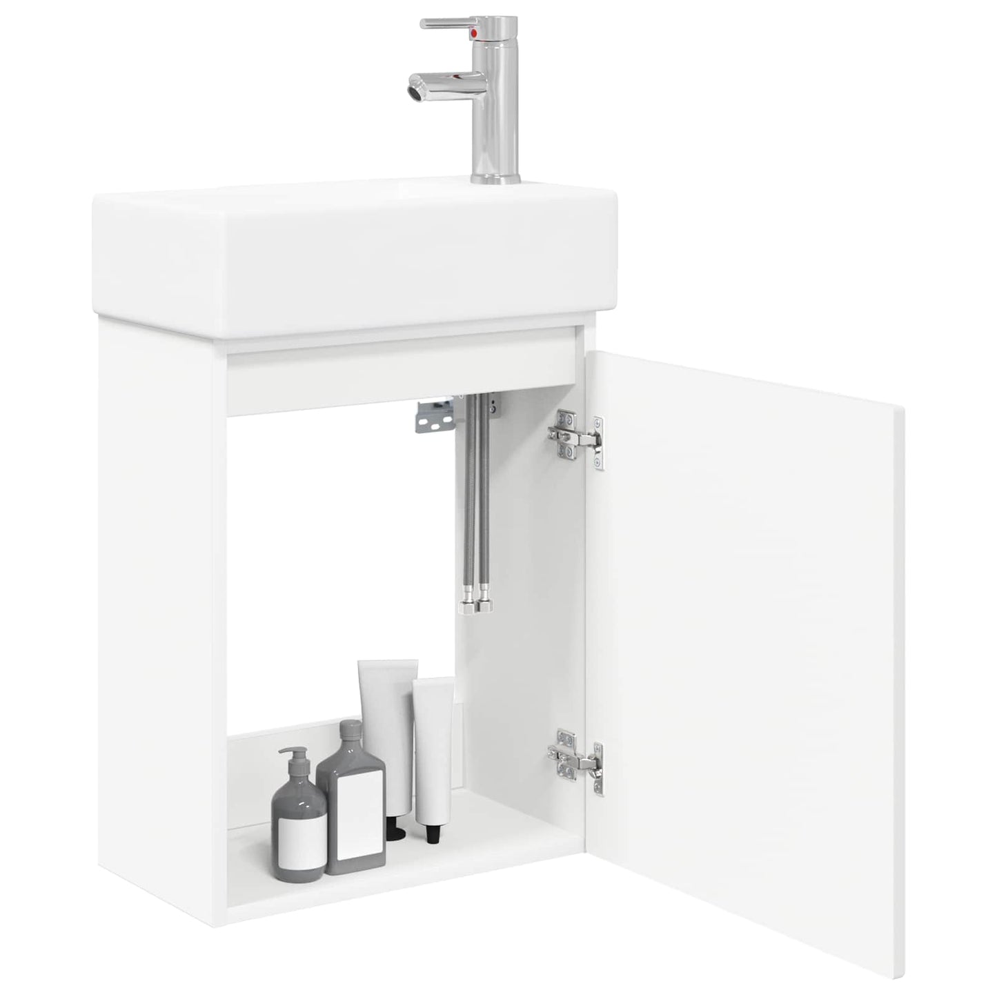 vidaXL Bathroom Vanity Unit with Tap White 45.5 x 25.5 x 84 cm