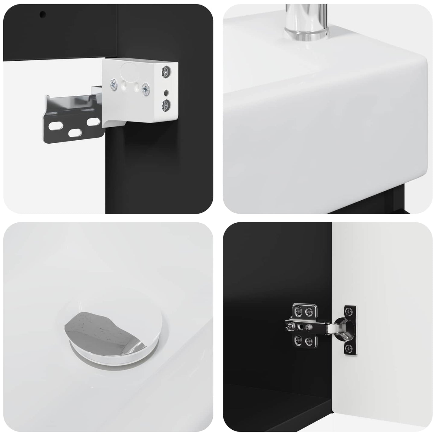 vidaXL Bathroom Vanity Unit with Tap Black 45.5 x 25.5 x 84 cm