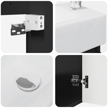 vidaXL Bathroom Vanity Unit with Tap Black 45.5 x 25.5 x 84 cm