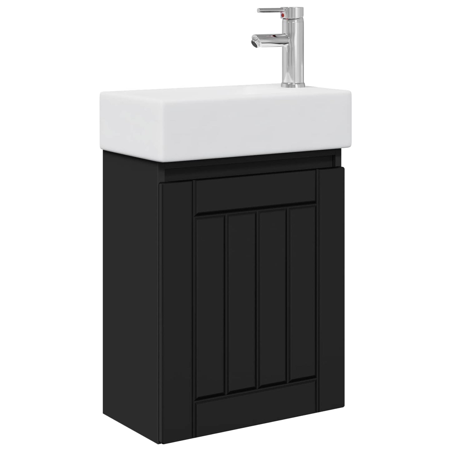 vidaXL Bathroom Vanity Unit with Tap Black 45.5 x 25.5 x 84 cm