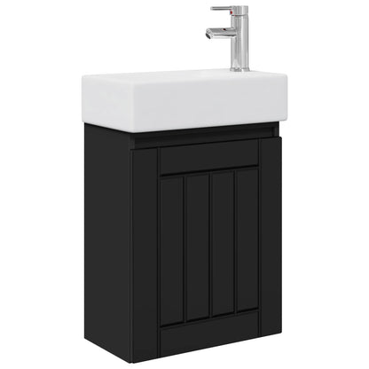 vidaXL Bathroom Vanity Unit with Tap Black 45.5 x 25.5 x 84 cm