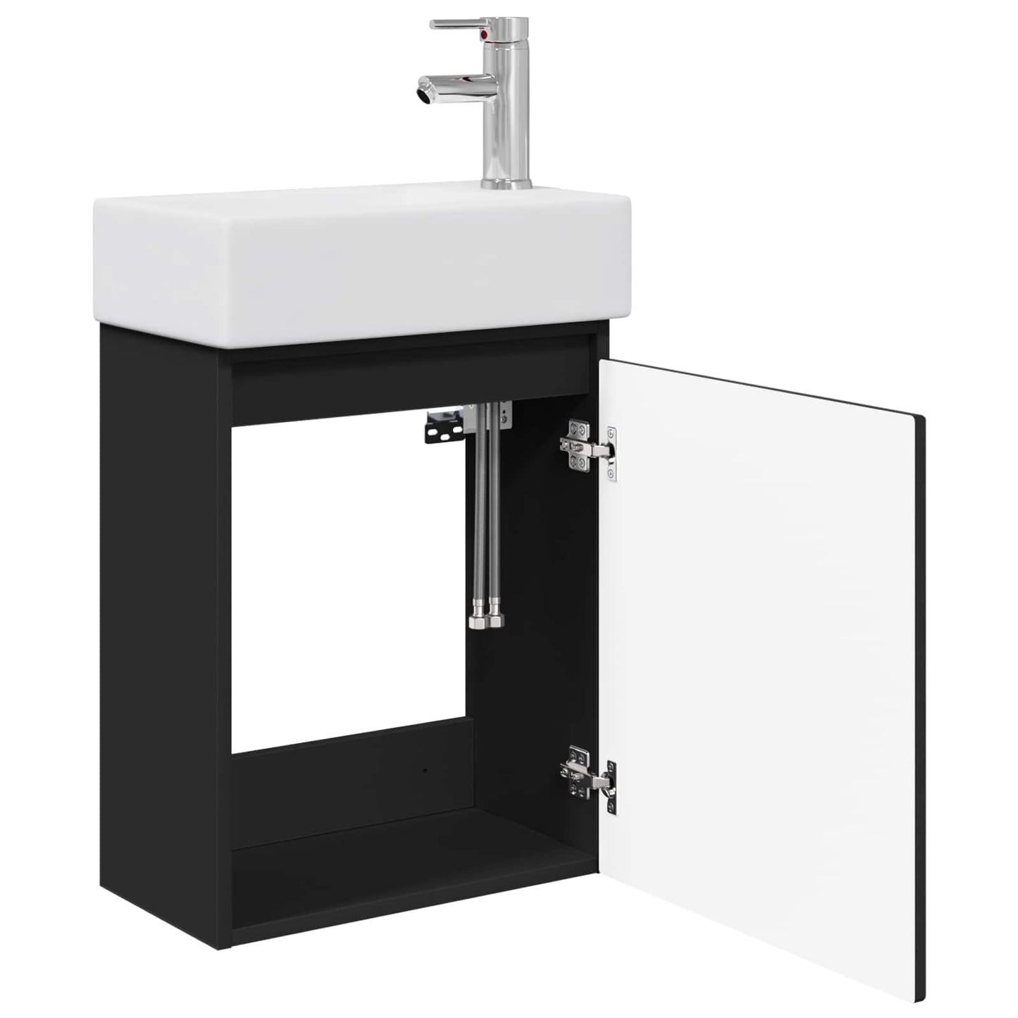 vidaXL Bathroom Vanity Unit with Tap Black 45.5 x 25.5 x 84 cm