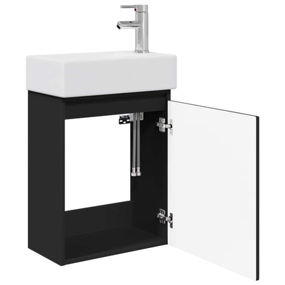 vidaXL Bathroom Vanity Unit with Tap Black 45.5 x 25.5 x 84 cm