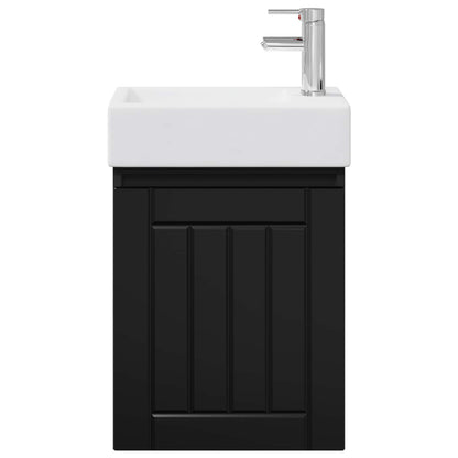 vidaXL Bathroom Vanity Unit with Tap Black 45.5 x 25.5 x 84 cm