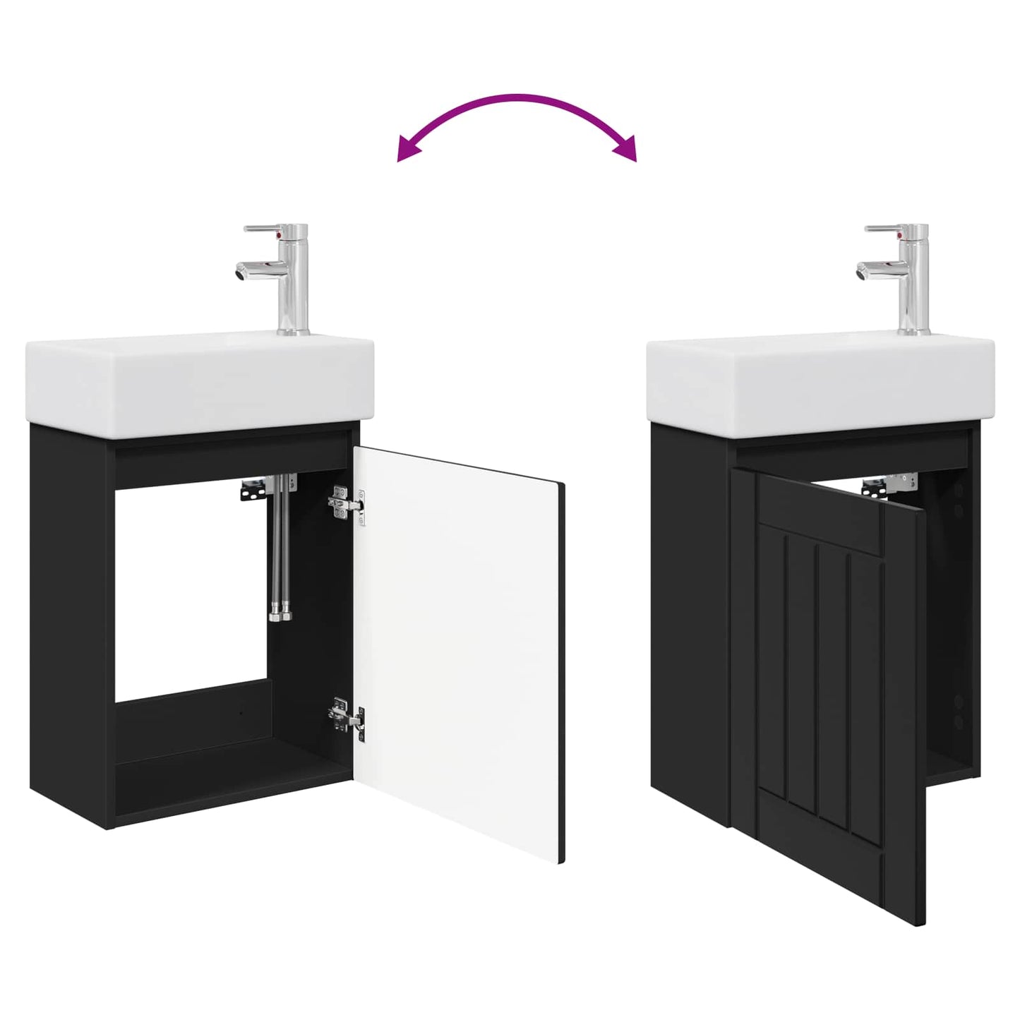 vidaXL Bathroom Vanity Unit with Tap Black 45.5 x 25.5 x 84 cm