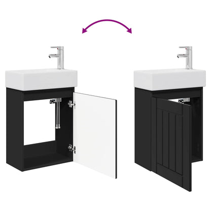 vidaXL Bathroom Vanity Unit with Tap Black 45.5 x 25.5 x 84 cm