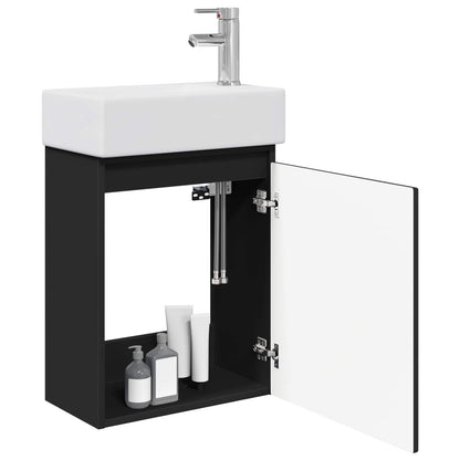 vidaXL Bathroom Vanity Unit with Tap Black 45.5 x 25.5 x 84 cm