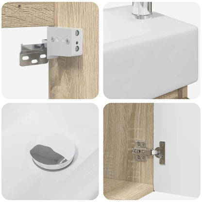 vidaXL Bathroom Vanity Unit with Tap Sonoma Oak 45.5 x 25.5 x 84 cm