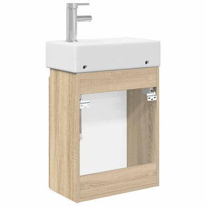 vidaXL Bathroom Vanity Unit with Tap Sonoma Oak 45.5 x 25.5 x 84 cm