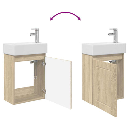 vidaXL Bathroom Vanity Unit with Tap Sonoma Oak 45.5 x 25.5 x 84 cm