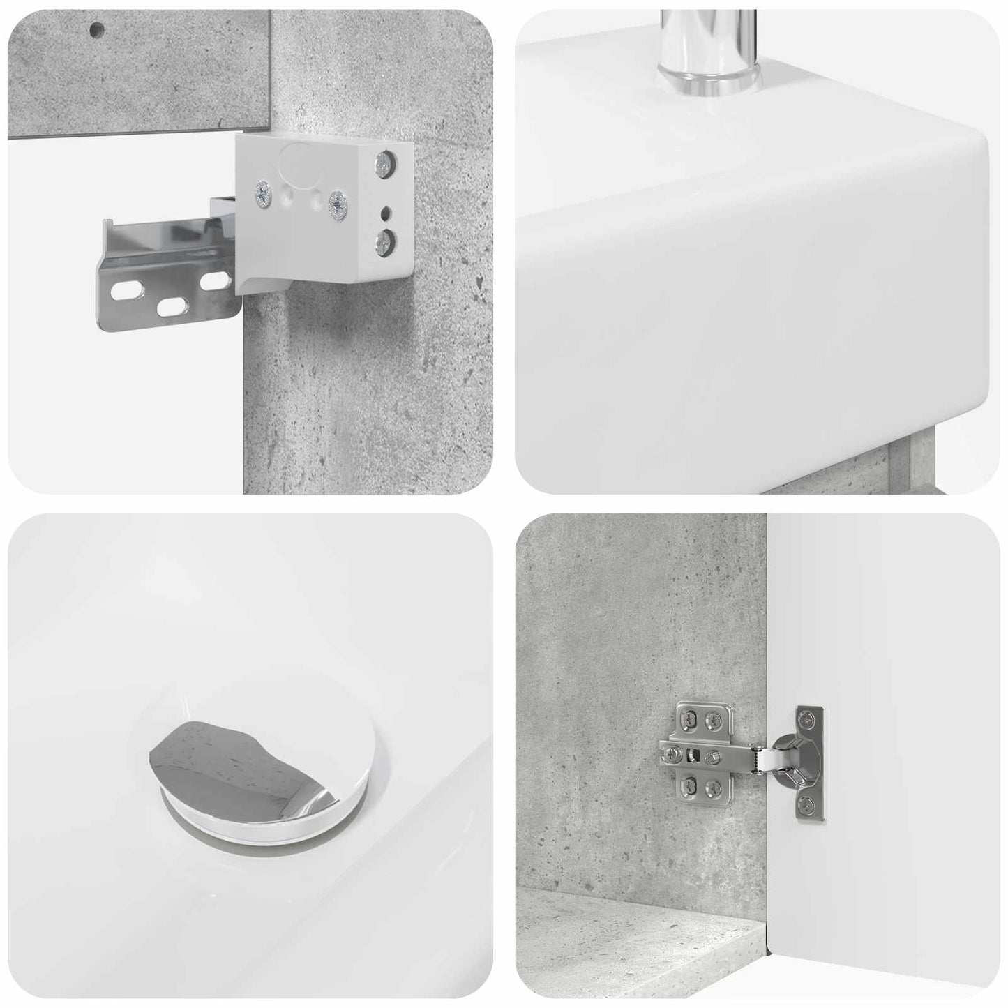 vidaXL Bathroom Vanity Unit with Tap Concrete Grey 45.5 x 25.5 x 84 cm
