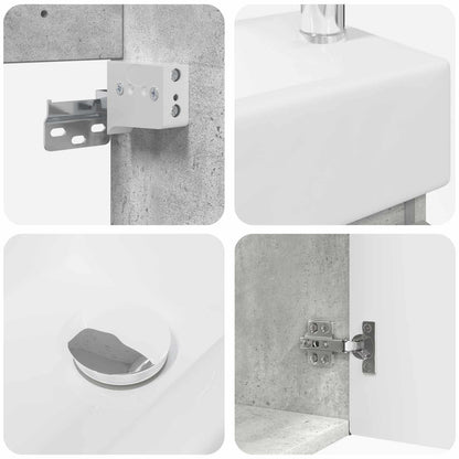 vidaXL Bathroom Vanity Unit with Tap Concrete Grey 45.5 x 25.5 x 84 cm