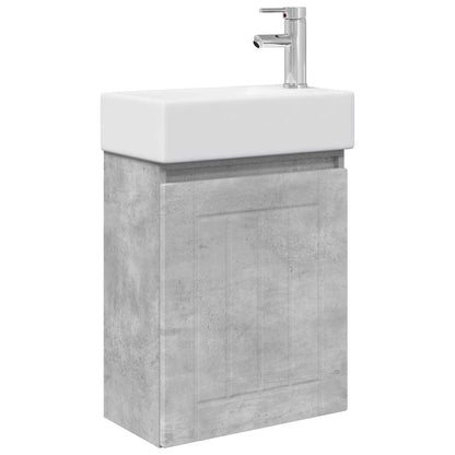 vidaXL Bathroom Vanity Unit with Tap Concrete Grey 45.5 x 25.5 x 84 cm