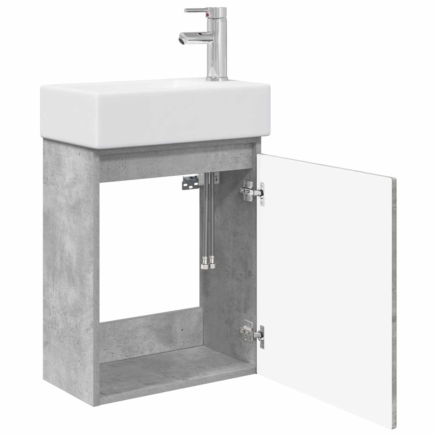 vidaXL Bathroom Vanity Unit with Tap Concrete Grey 45.5 x 25.5 x 84 cm