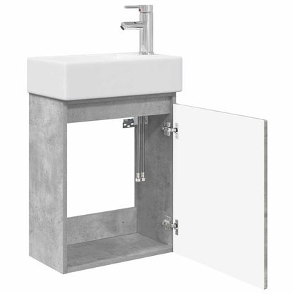 vidaXL Bathroom Vanity Unit with Tap Concrete Grey 45.5 x 25.5 x 84 cm