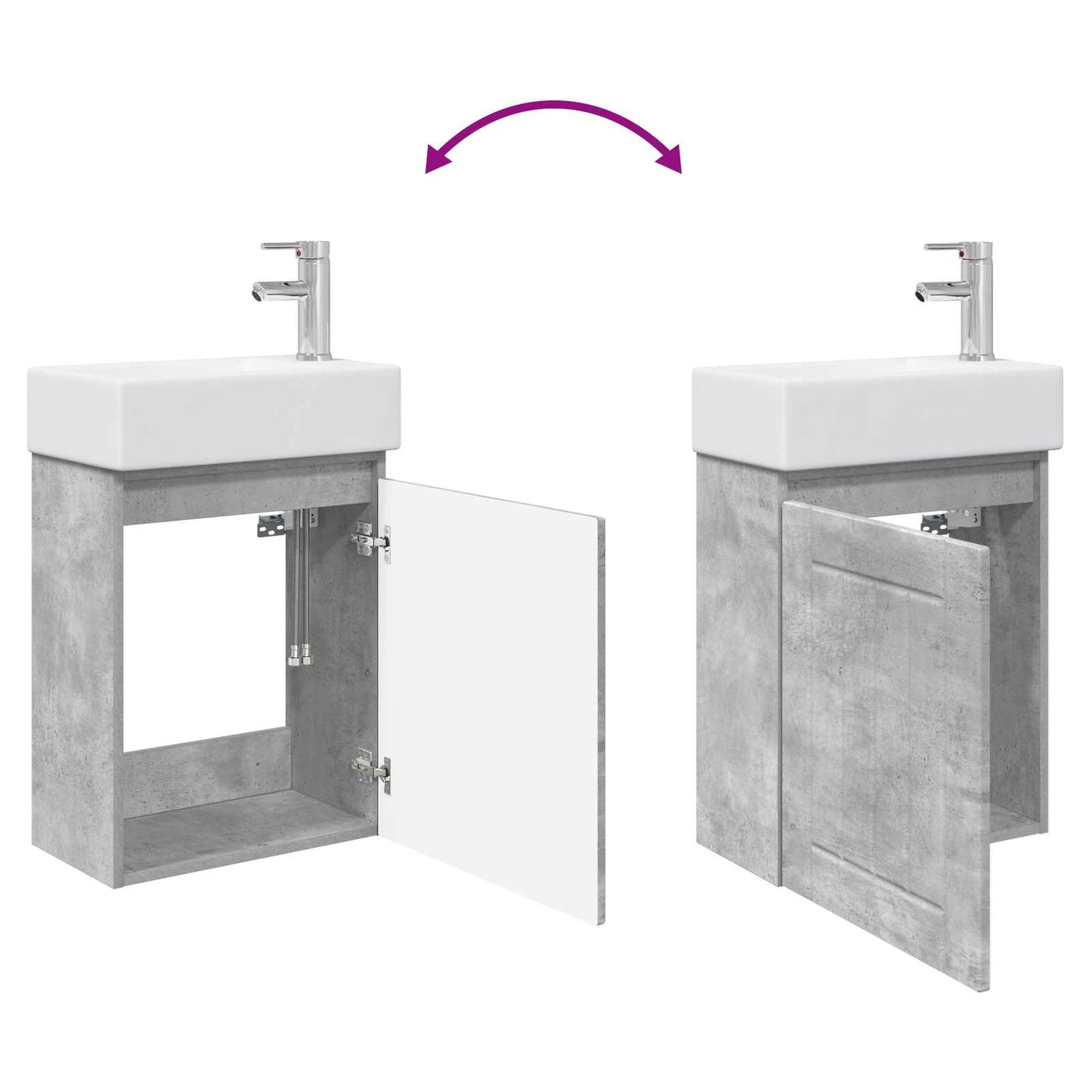 vidaXL Bathroom Vanity Unit with Tap Concrete Grey 45.5 x 25.5 x 84 cm