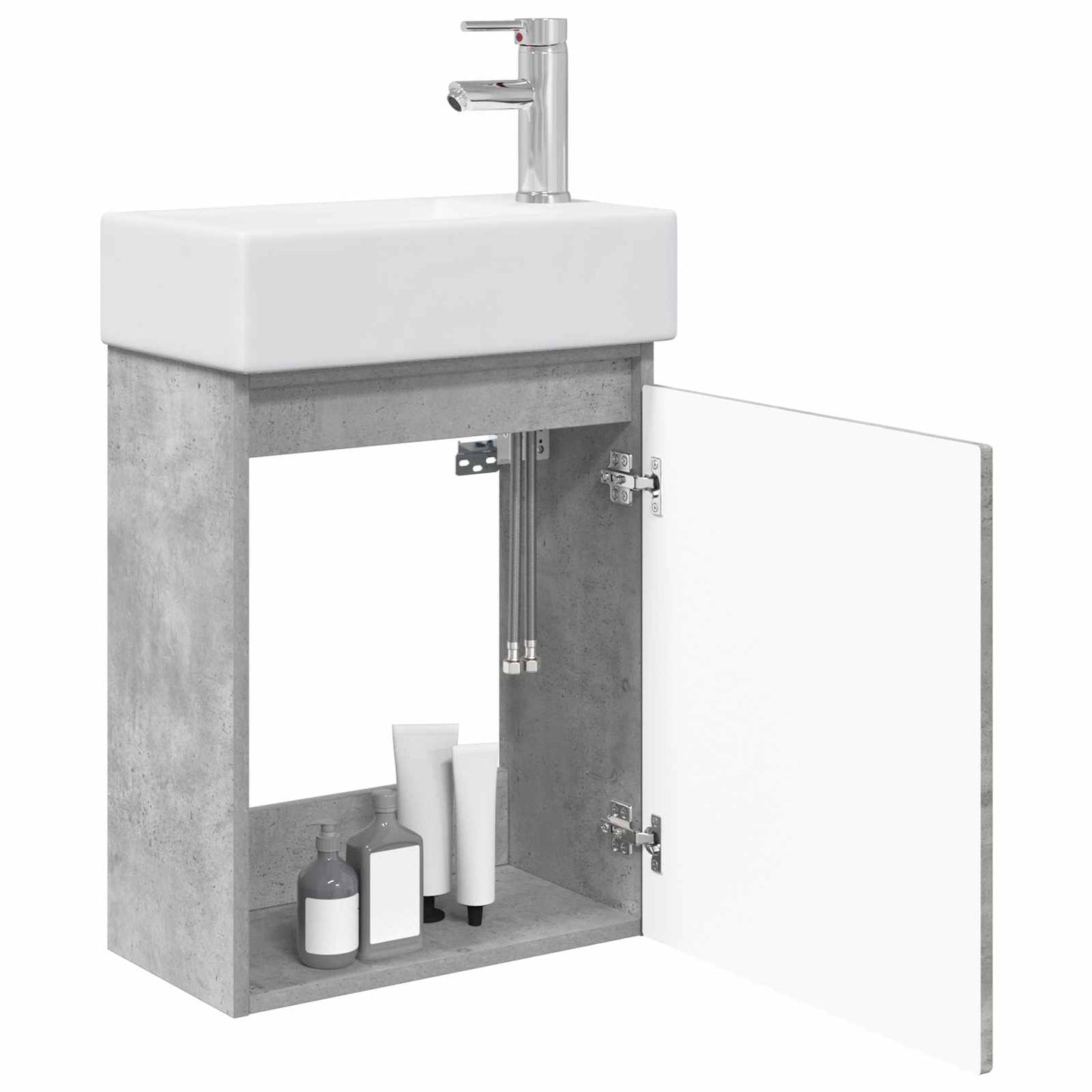 vidaXL Bathroom Vanity Unit with Tap Concrete Grey 45.5 x 25.5 x 84 cm