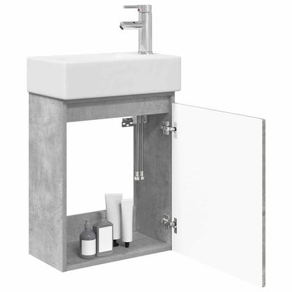 vidaXL Bathroom Vanity Unit with Tap Concrete Grey 45.5 x 25.5 x 84 cm