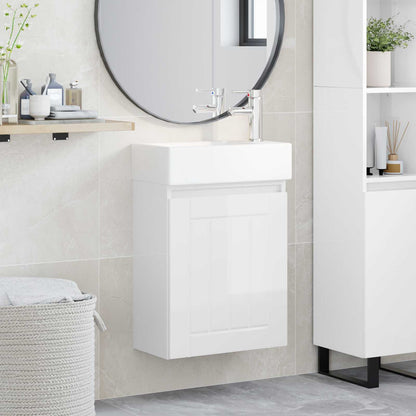 vidaXL Bathroom Vanity Unit with Tap High Gloss White