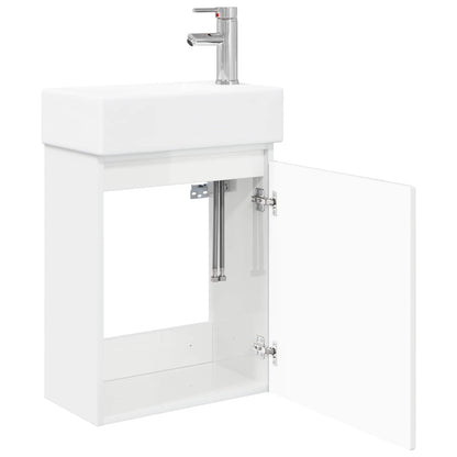 vidaXL Bathroom Vanity Unit with Tap High Gloss White